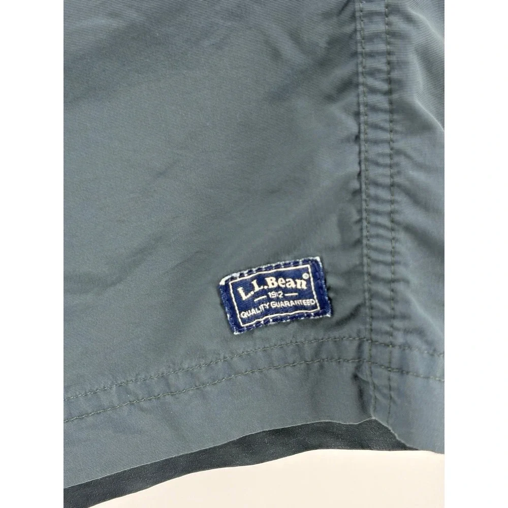 LL Bean Swim Trunks Blue/Green Mesh Lined Bathing Suit Board Short, Size XL